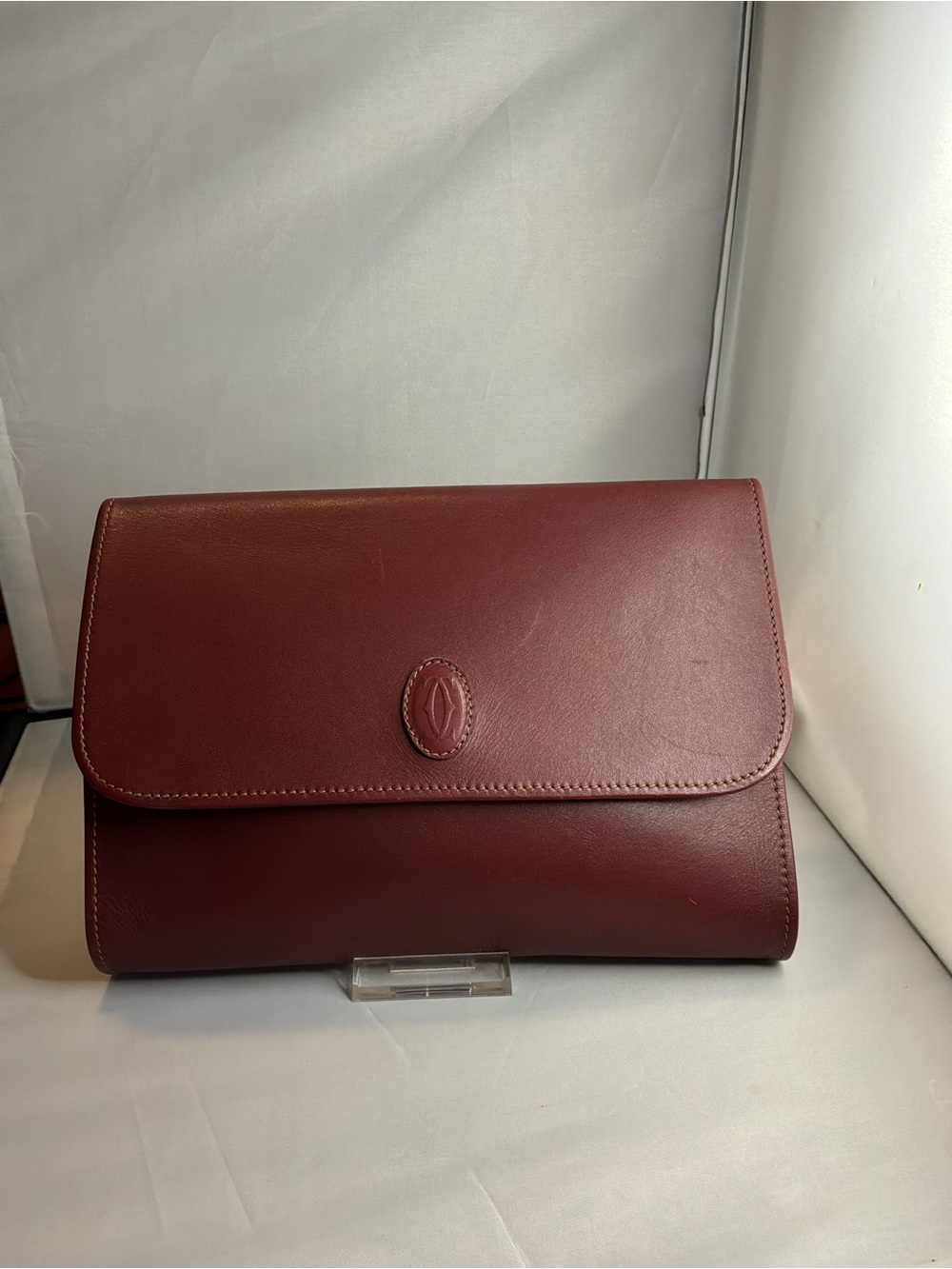 Cartier Leather Clutch in burgundy - Picture 1 of 7